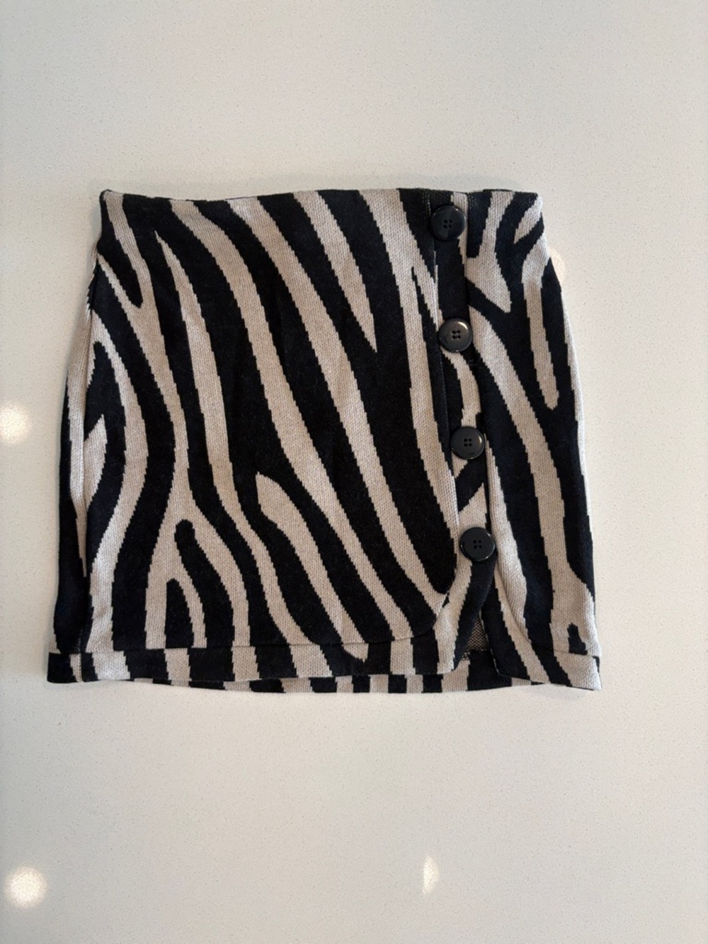 Zara Black & White Zebra Button-Front Mini Skirt